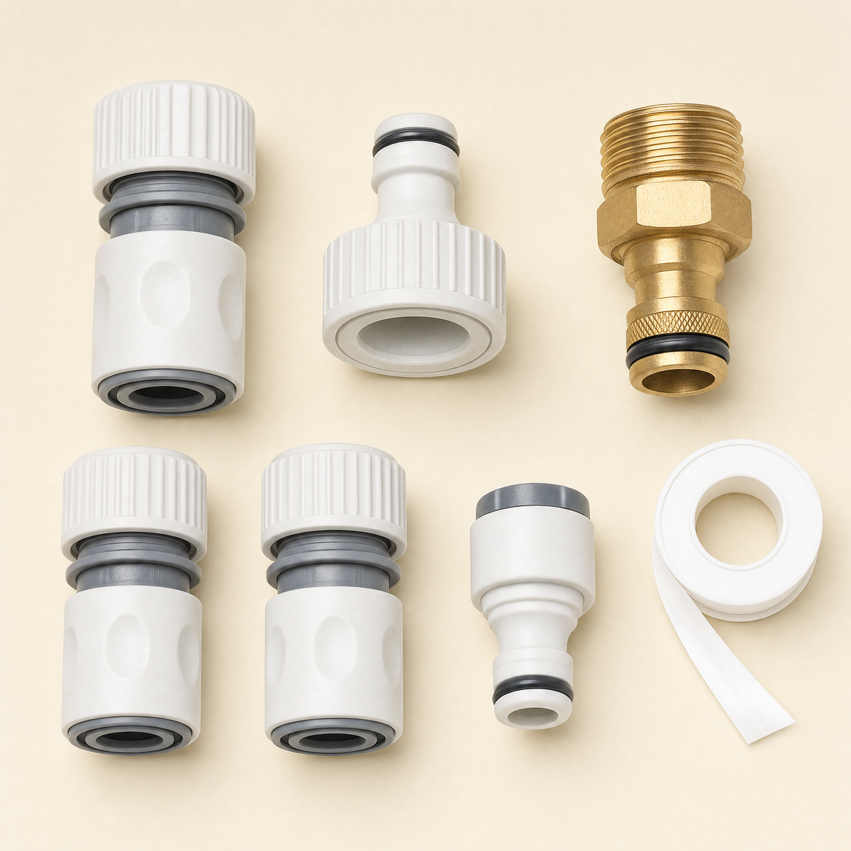 Kit raccords arroseur ๐ โ raccords rapides + adaptateur robinet + ruban d'รฉtanchรฉitรฉ