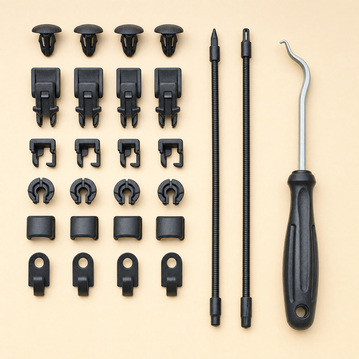 Kit de Pose PRO — clips de fixation renforcés & crochet d'insertion