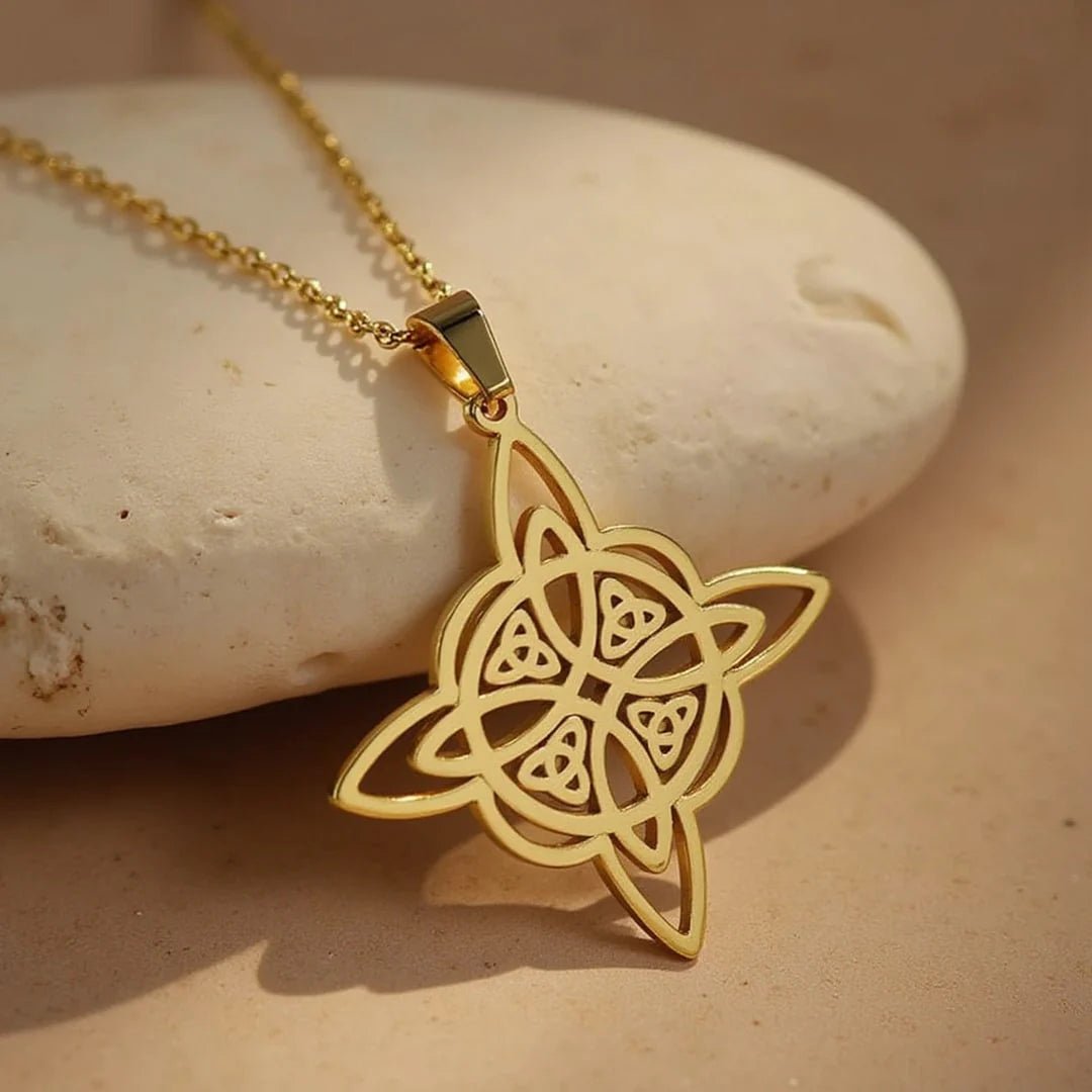 couleur Or — Pendentif Nœud de Sorcière – Protection en Acier Inoxydable