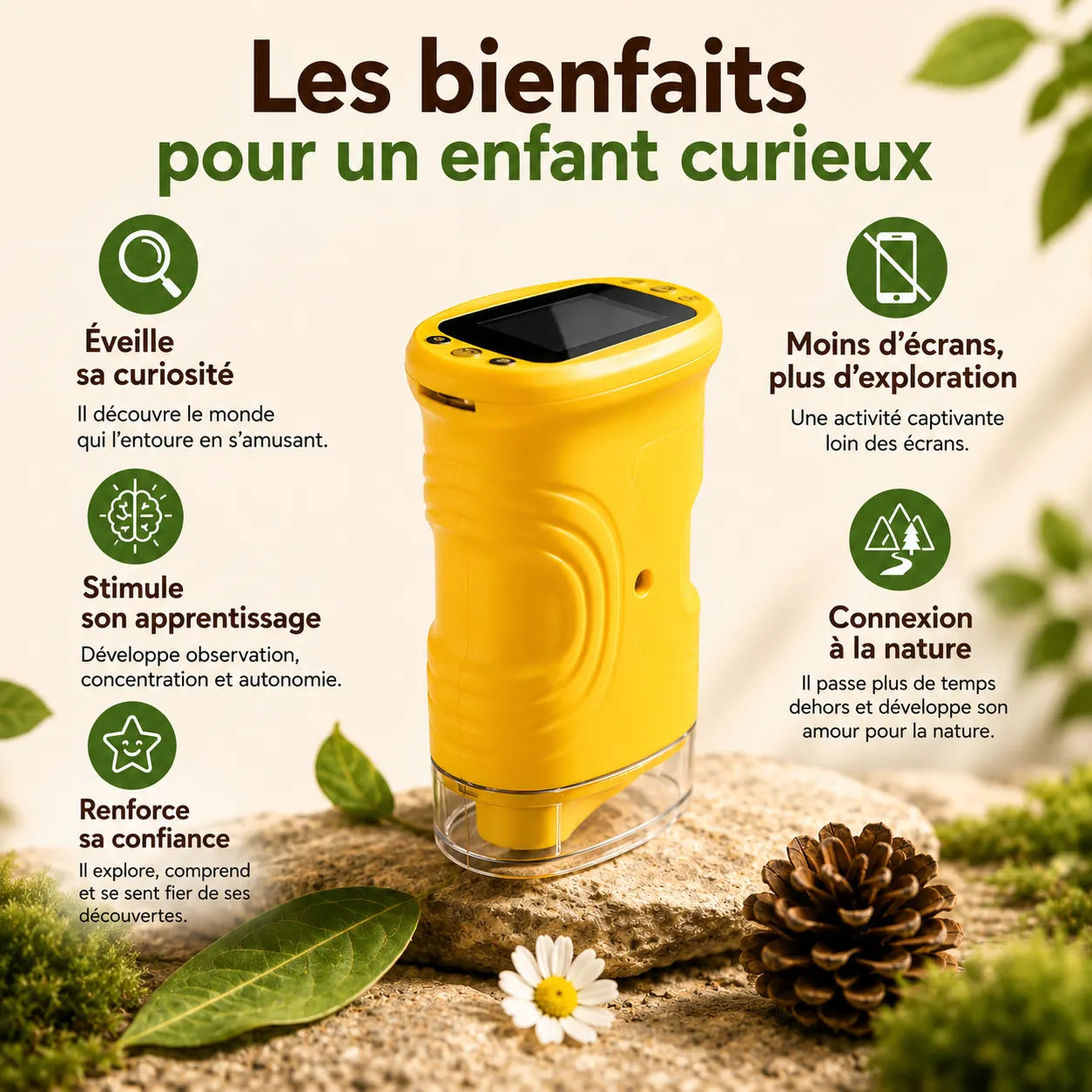 ExploraKid™ – Microscope Enfant 1000x avec Écran
