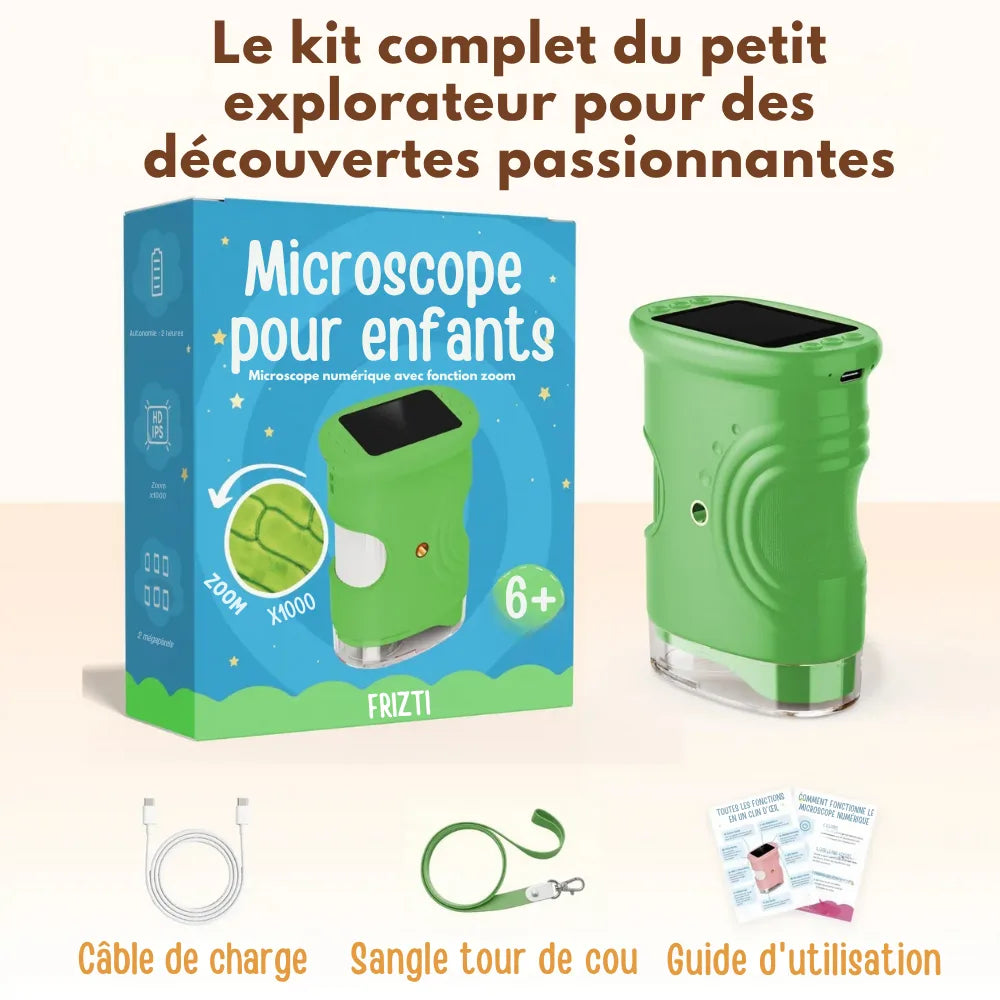ExploraKid™ – Microscope Enfant 1000x avec Écran