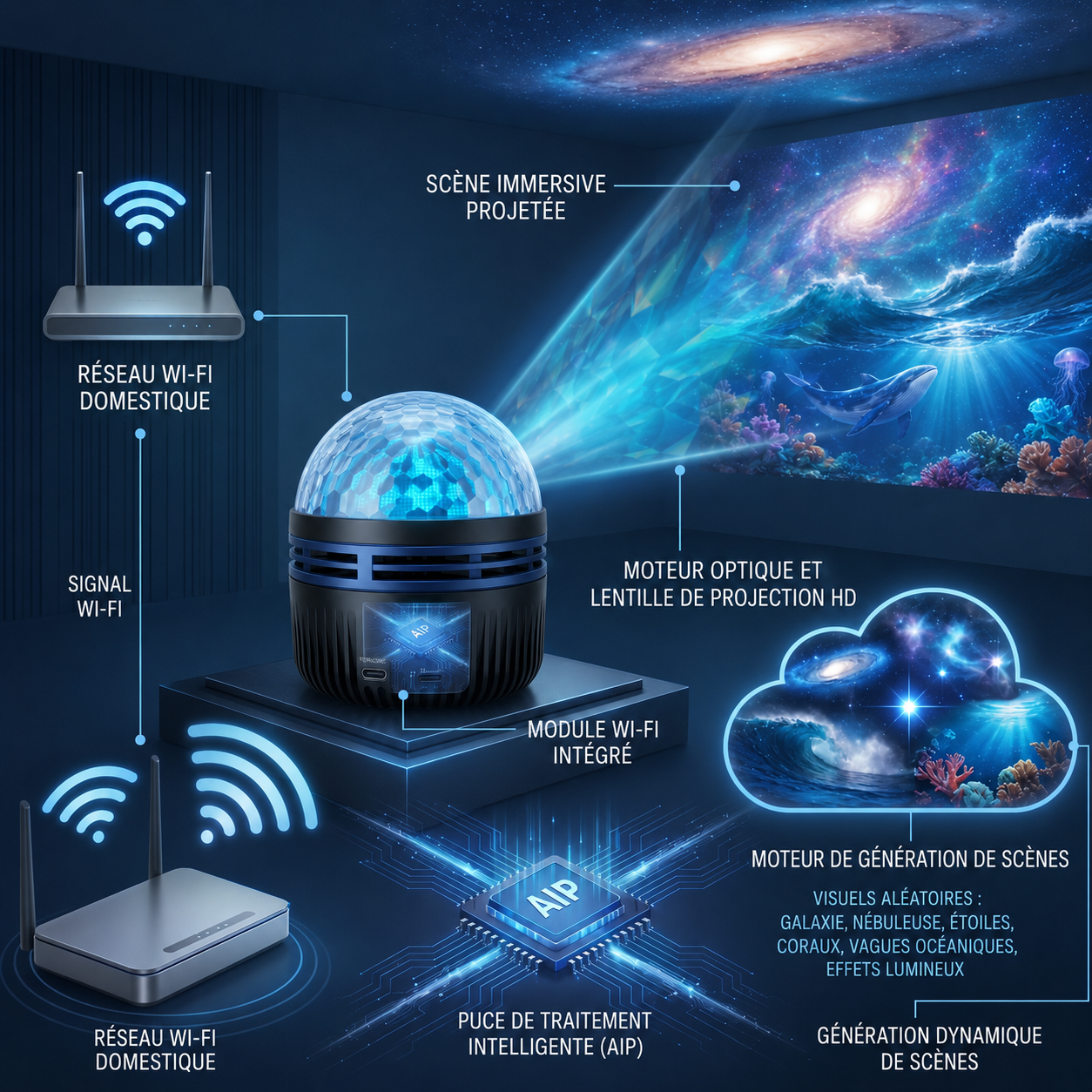 GalaxyDome™ – Projecteur Ciel Étoilé Holographique 360°