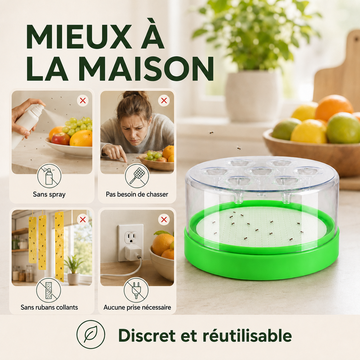 FlyTrap Éco™ – Piège à Moucherons Lavable & Réutilisable