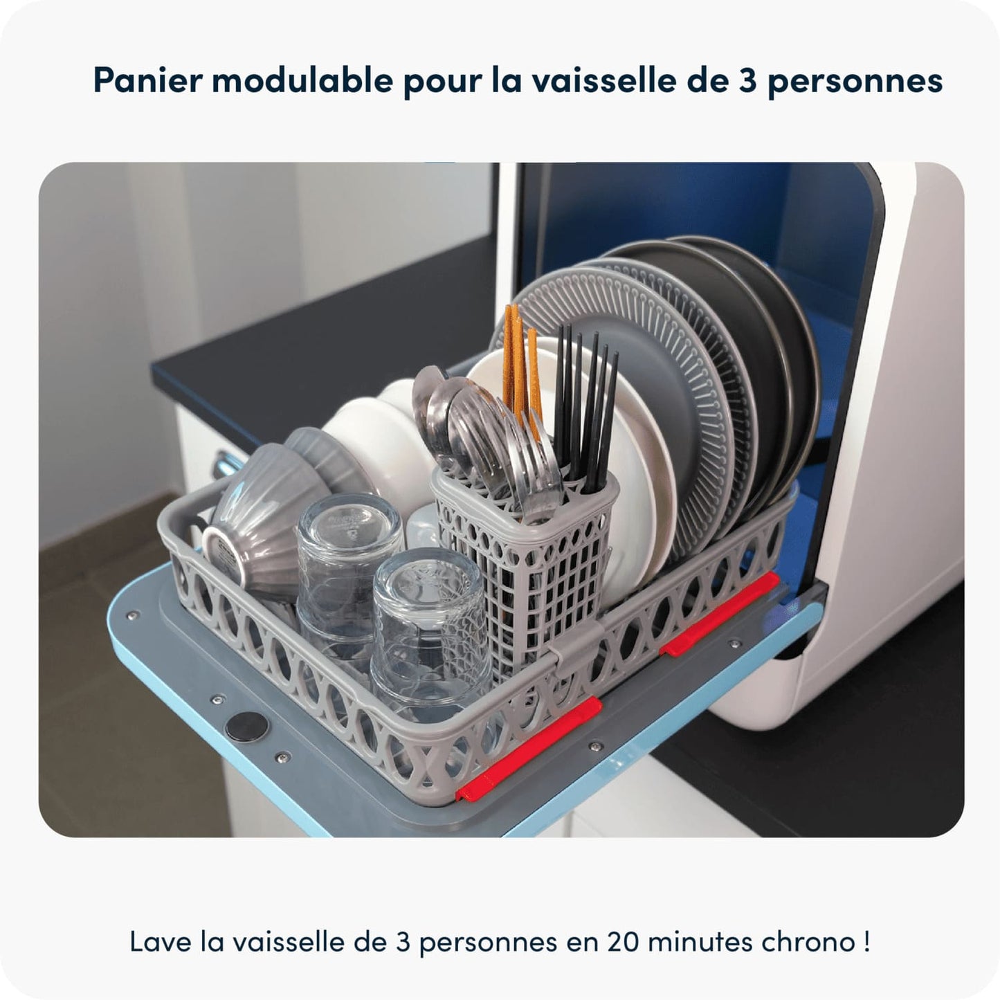 Panier modulable vaisselle de 3 personnes