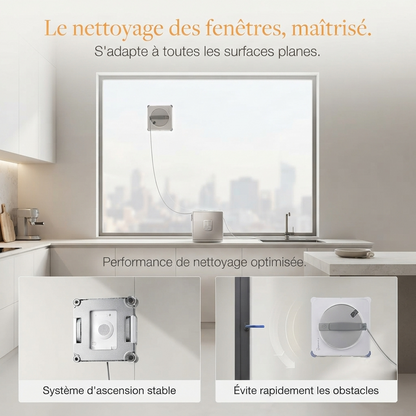 CrystalEdge™ – Robot Nettoyeur de Vitres Intelligent avec Station Multifonction