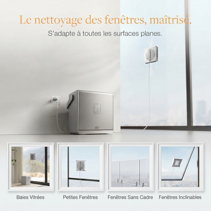 CrystalEdge™ – Robot Nettoyeur de Vitres Intelligent avec Station Multifonction