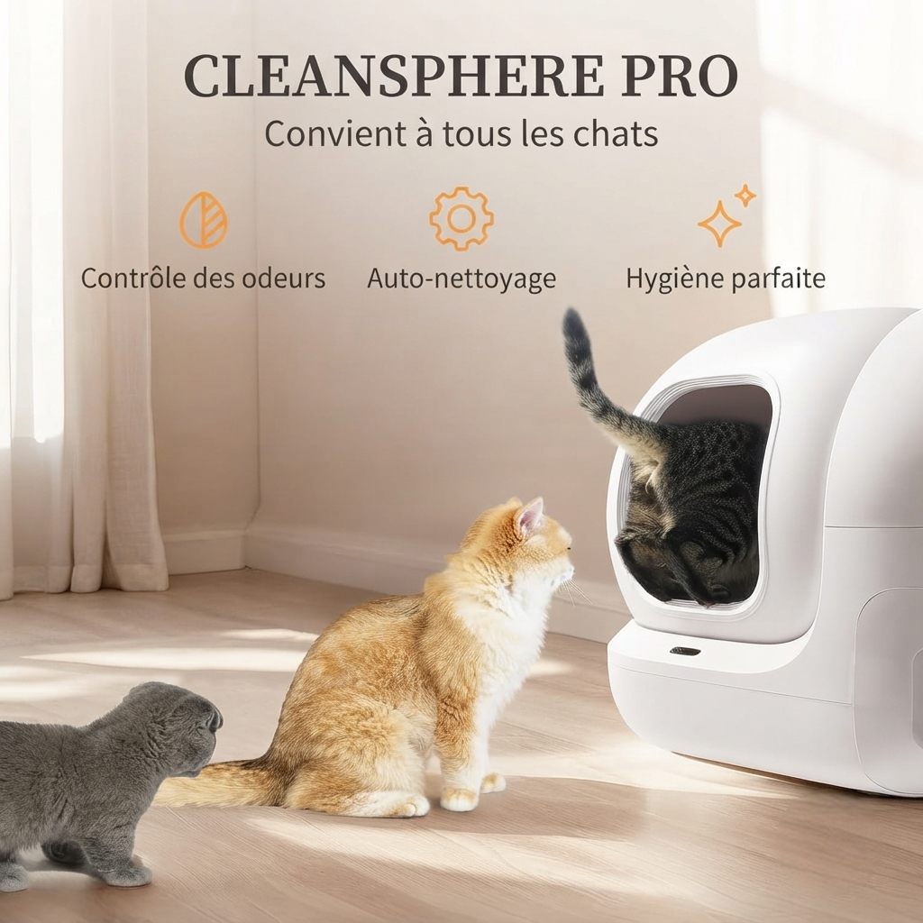CleanSphere Pro - Litière Automatique Intelligente pour Chats