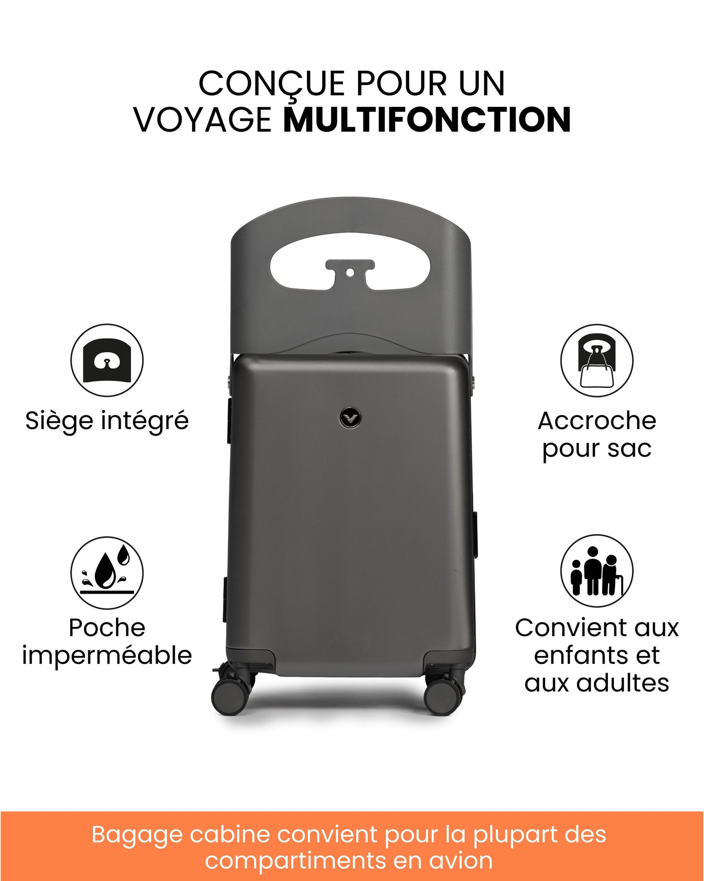 KiddyRide™ – Valise Cabine avec Siège Enfant Intégré