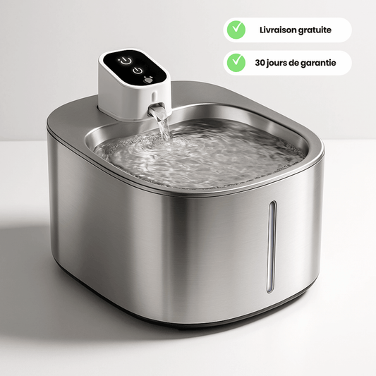 AquaMatou™ – Fontaine à Eau Sans Fil Inox 4L pour Chat