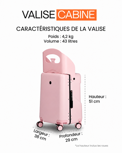 KiddyRide™ – Valise Cabine avec Siège Enfant Intégré