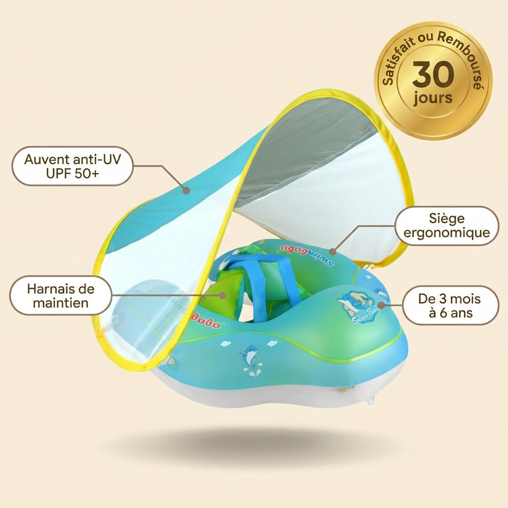 Auvent anti-UV UPF 50+, harnais de maintien, siège ergonomique, de 3 mois à 6 ans