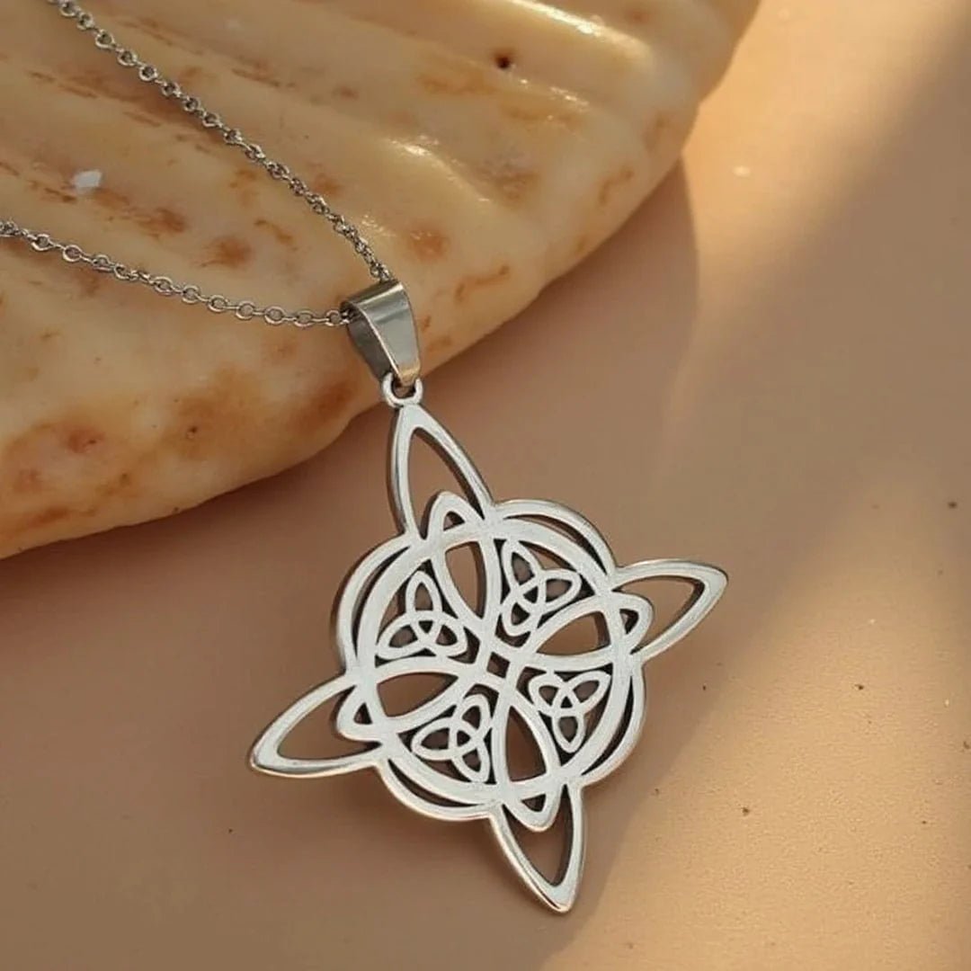 couleur Argent — Pendentif Nœud de Sorcière – Protection en Acier Inoxydable