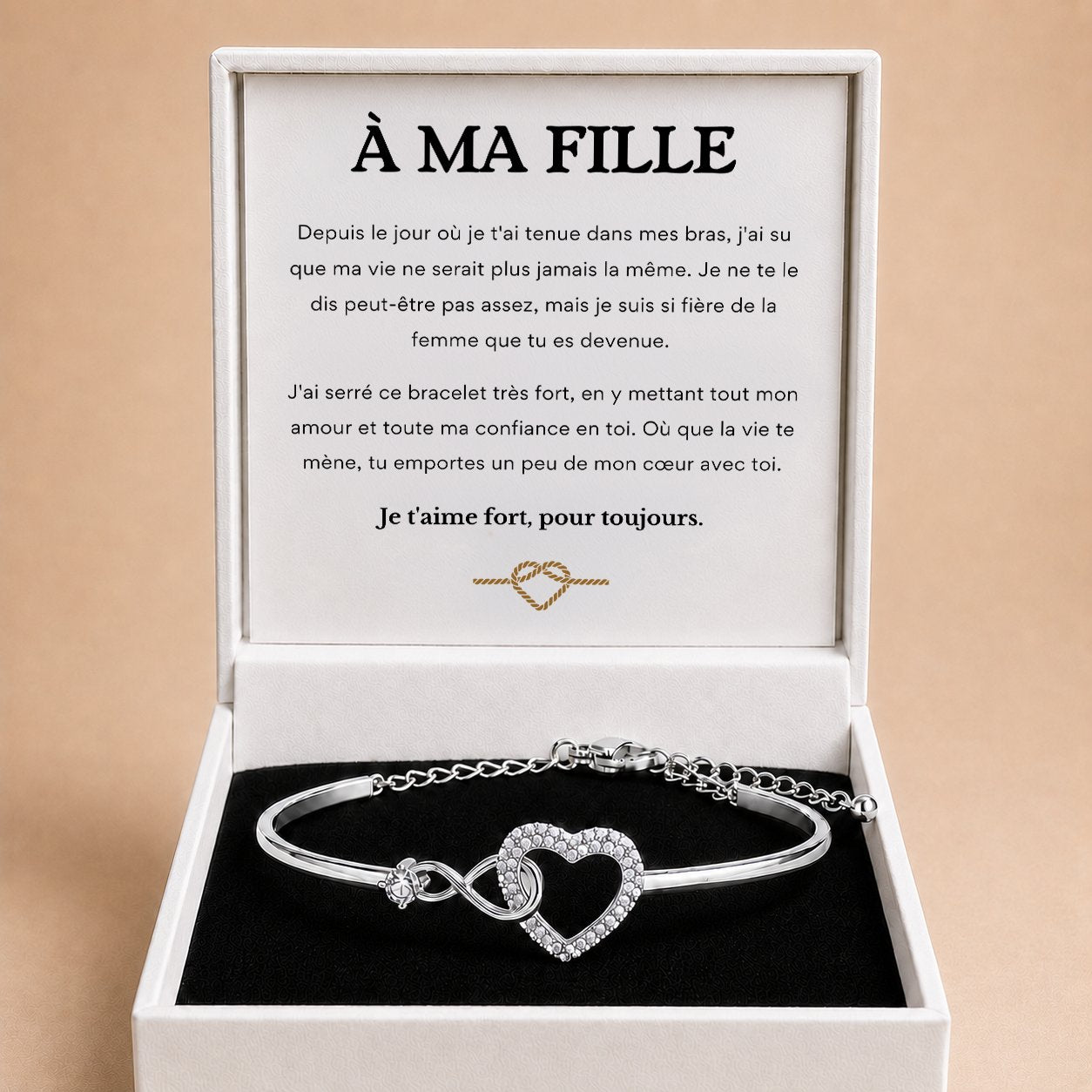 couleur Argent — Bracelet Cœur Infini – Lien Mère-Fille