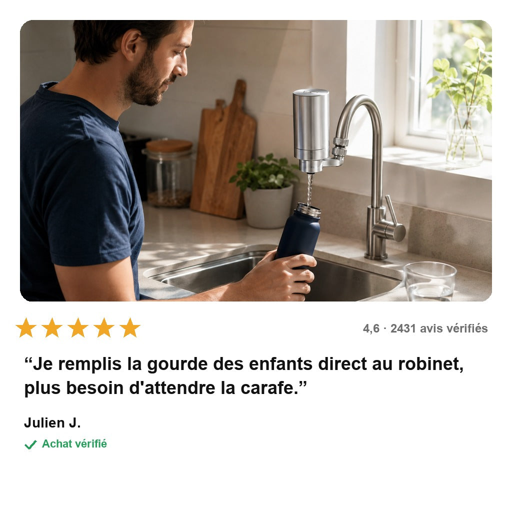 PuroTap™ – Filtre à Eau sur Robinet en Inox