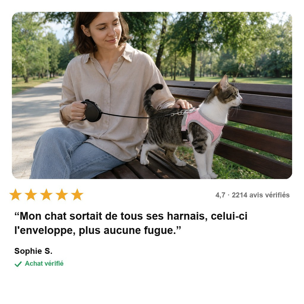 FelinGo™ – Harnais Anti-Fugue pour Chat avec Laisse
