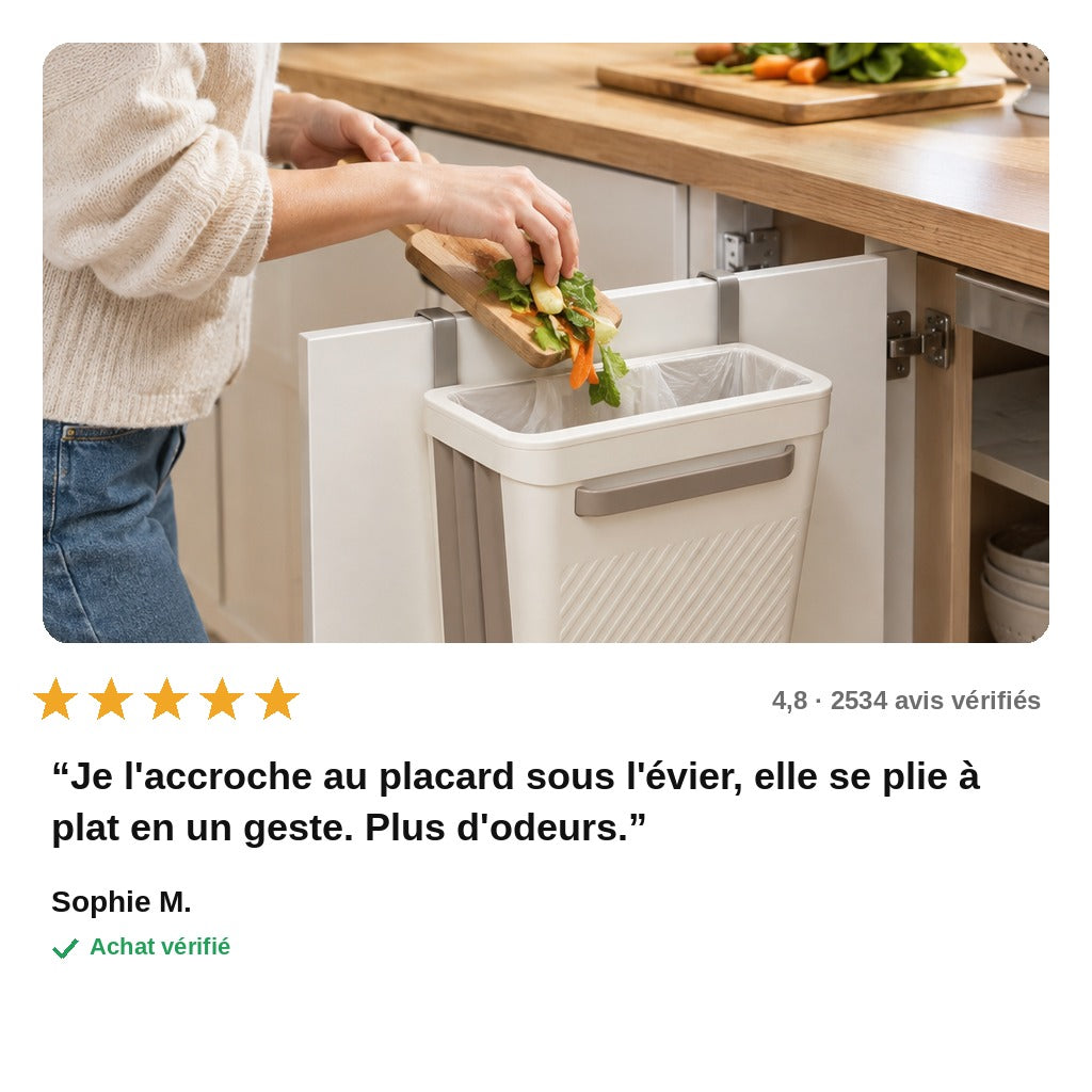 CleanHang™ – Poubelle de Cuisine Suspendue Pliable