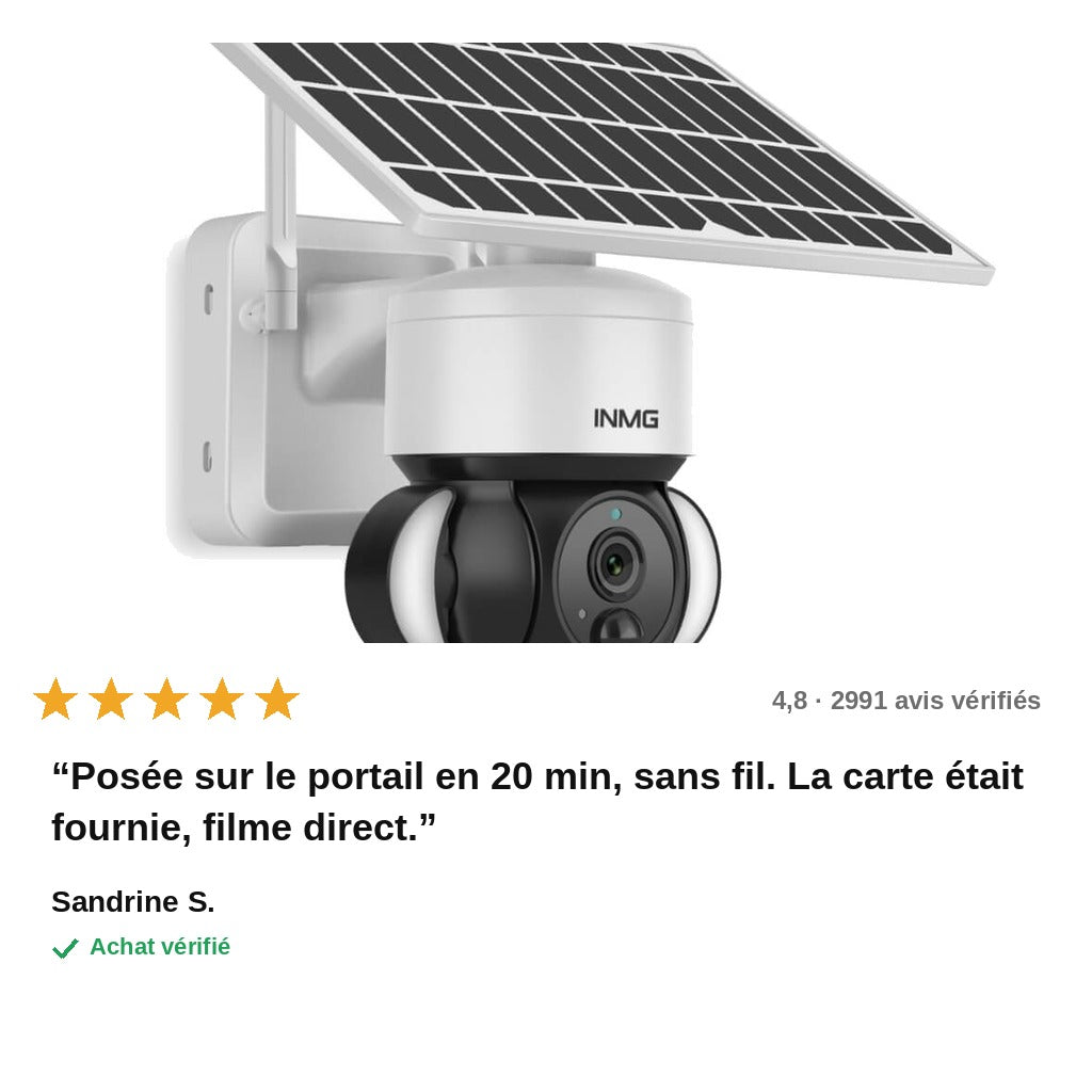 avis — HéliaCam™ – Caméra de surveillance solaire sans fil WiFi extérieure