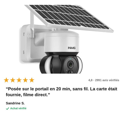 avis — HéliaCam™ – Caméra de surveillance solaire sans fil WiFi extérieure