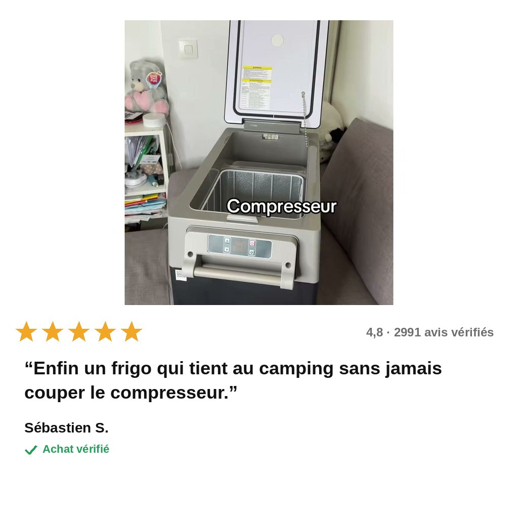 avis — Glacière Électrique de Voiture 40L – Réfrigérateur Compresseur 12V/24V, -20°C à 20°C