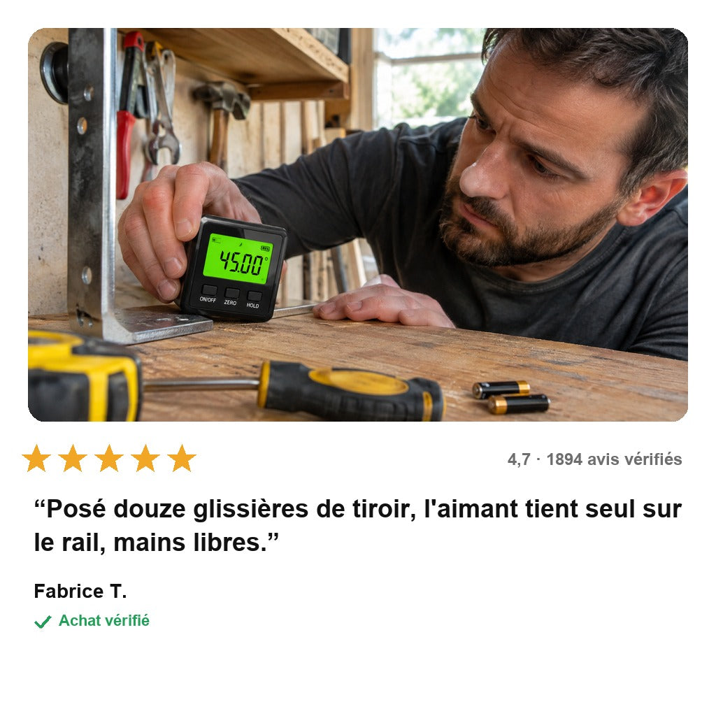 AngleTek™ – Niveau d'Angle Magnétique Numérique 4 Faces