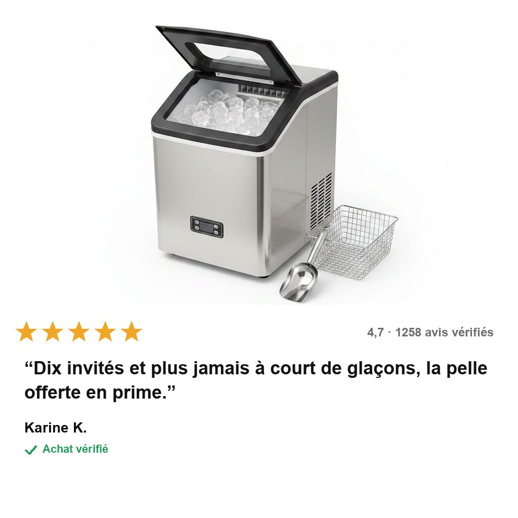 GlaceoPro™ – Machine à Glaçons Inox 25 kg/24 h