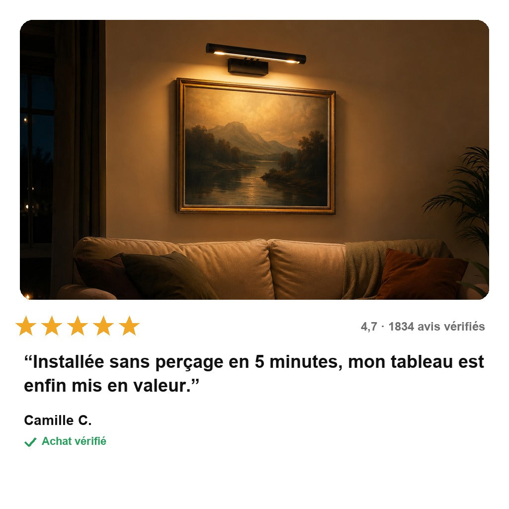 avis — LumiCadre™ – L'applique sans fil qui sublime vos tableaux