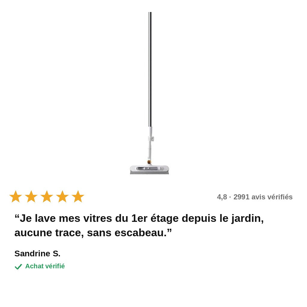 avis — Vitréo™ – Raclette Lave-Vitres Télescopique Double Face 120 cm