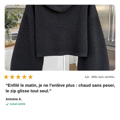 WaffleZip™ – Sweat à Capuche Zippé Oversize
