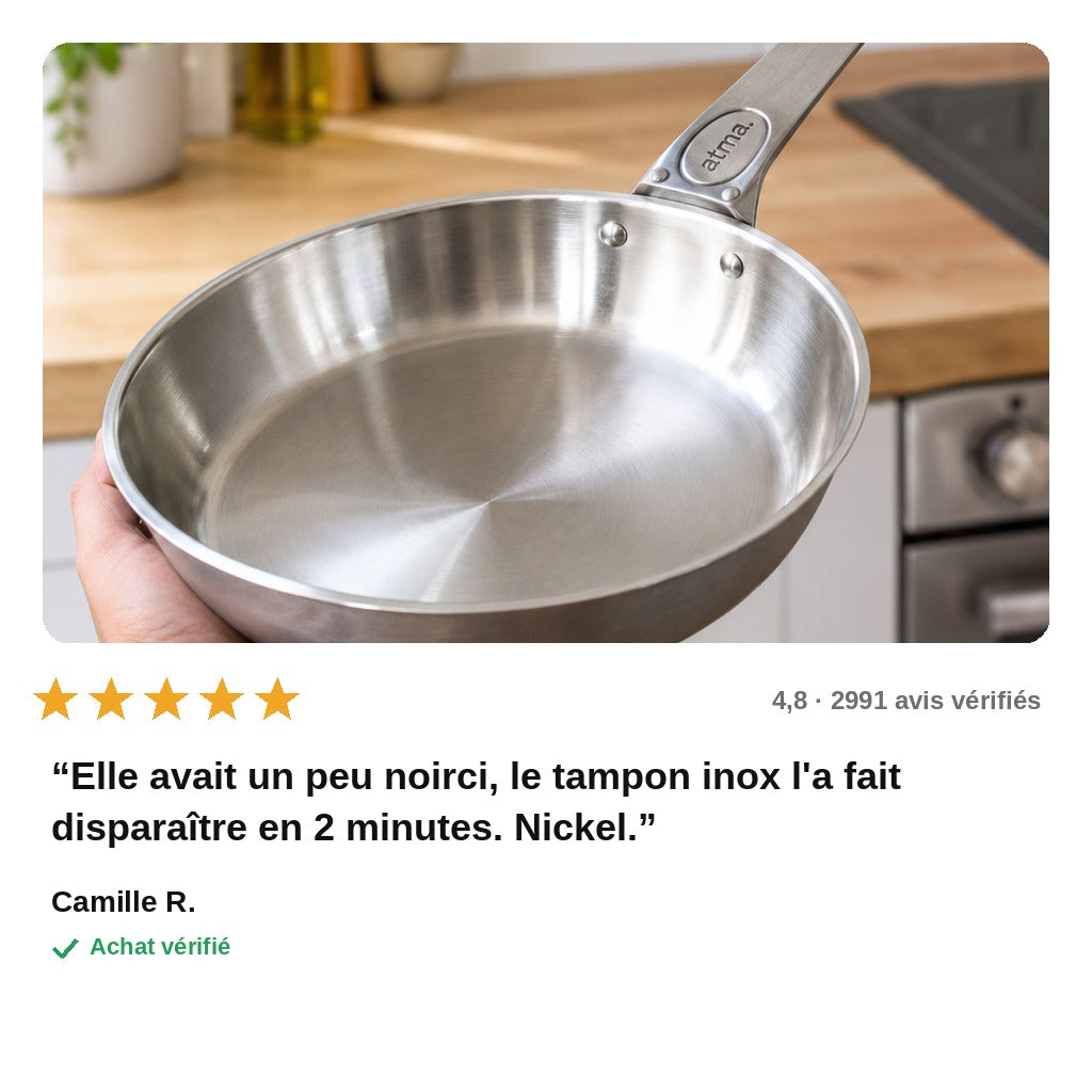 Poêle Inox InoxPro™ – Sans PFAS, Compatible Induction