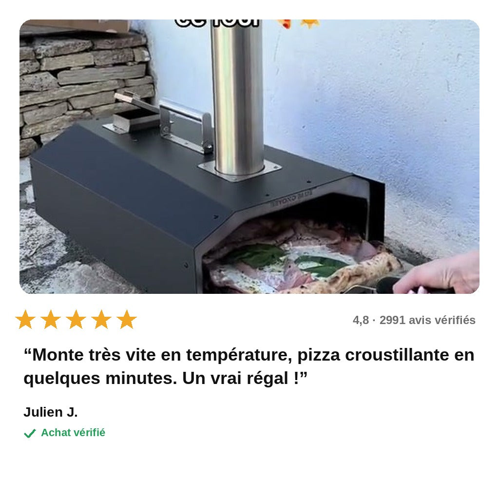 avis — Four à Pizza Portable PizzaFlamme™ Multi-Combustible