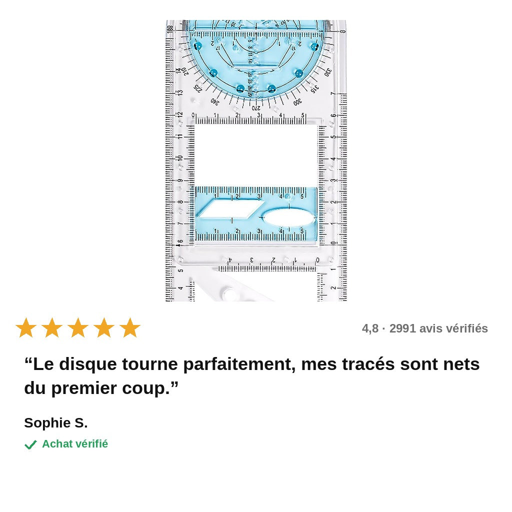 avis — Règle Géométrique Rotative Multi-Formes