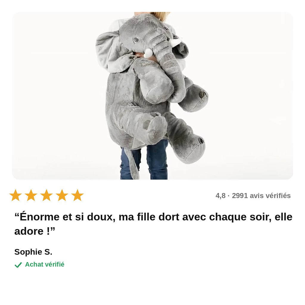avis — GéantCâlin™ – Peluche Éléphant XXL Ultra-Douce
