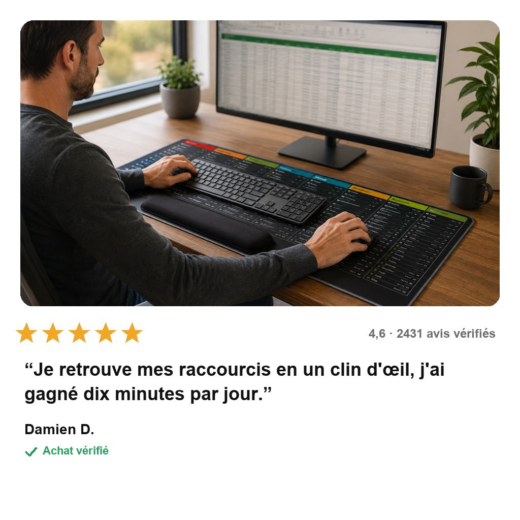 ShortMat™ – Grand Tapis de Souris avec Raccourcis Clavier