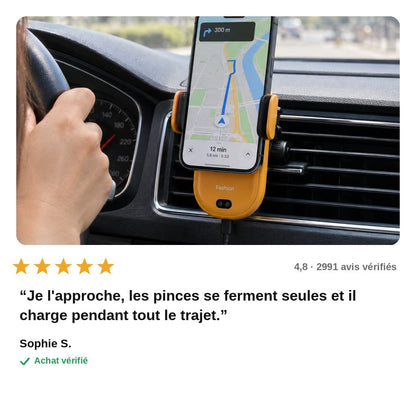DriveCharge™ – Support Chargeur Sans Fil Voiture à Capteur Automatique