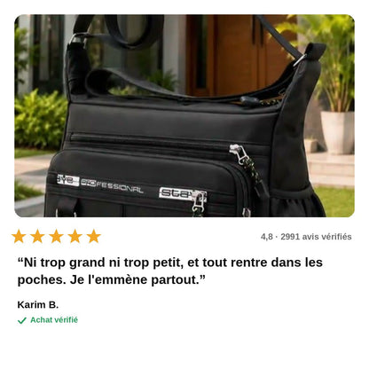 avis — ZipNomad™ – Besace Bandoulière Homme Noire, Double Zip et Sangle Réglable