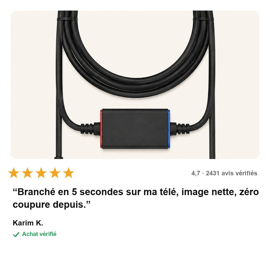 avis — Câble USB-C vers HDMI 4K@60Hz avec Charge PD 100W