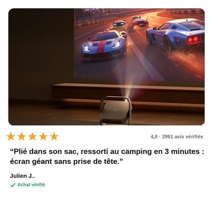avis — Vidéoprojecteur Pliable CinéFlip™ — Poignée Intégrée, Grand Écran