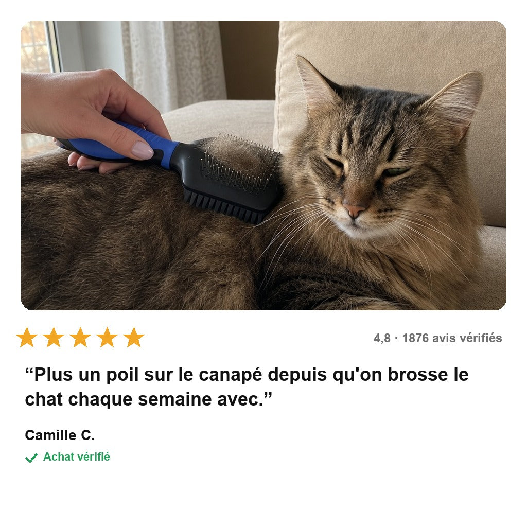 PoilNet™ – Brosse 2 en 1 Démêlante et Anti-Poils pour Chien & Chat