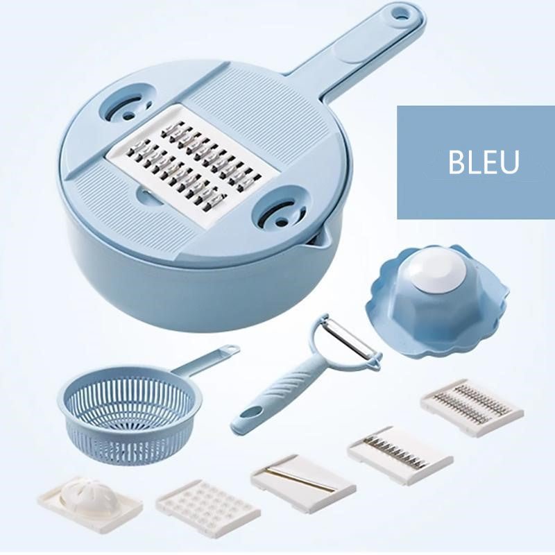 couleur Bleu — Mandoline multifonction à lames interchangeables