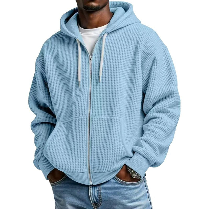 couleur Bleu ciel — WaffleZip™ – Sweat à Capuche Zippé Oversize