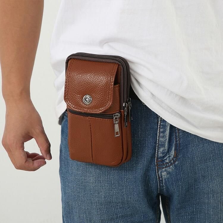 situation — Pochette ceinture verticale en cuir