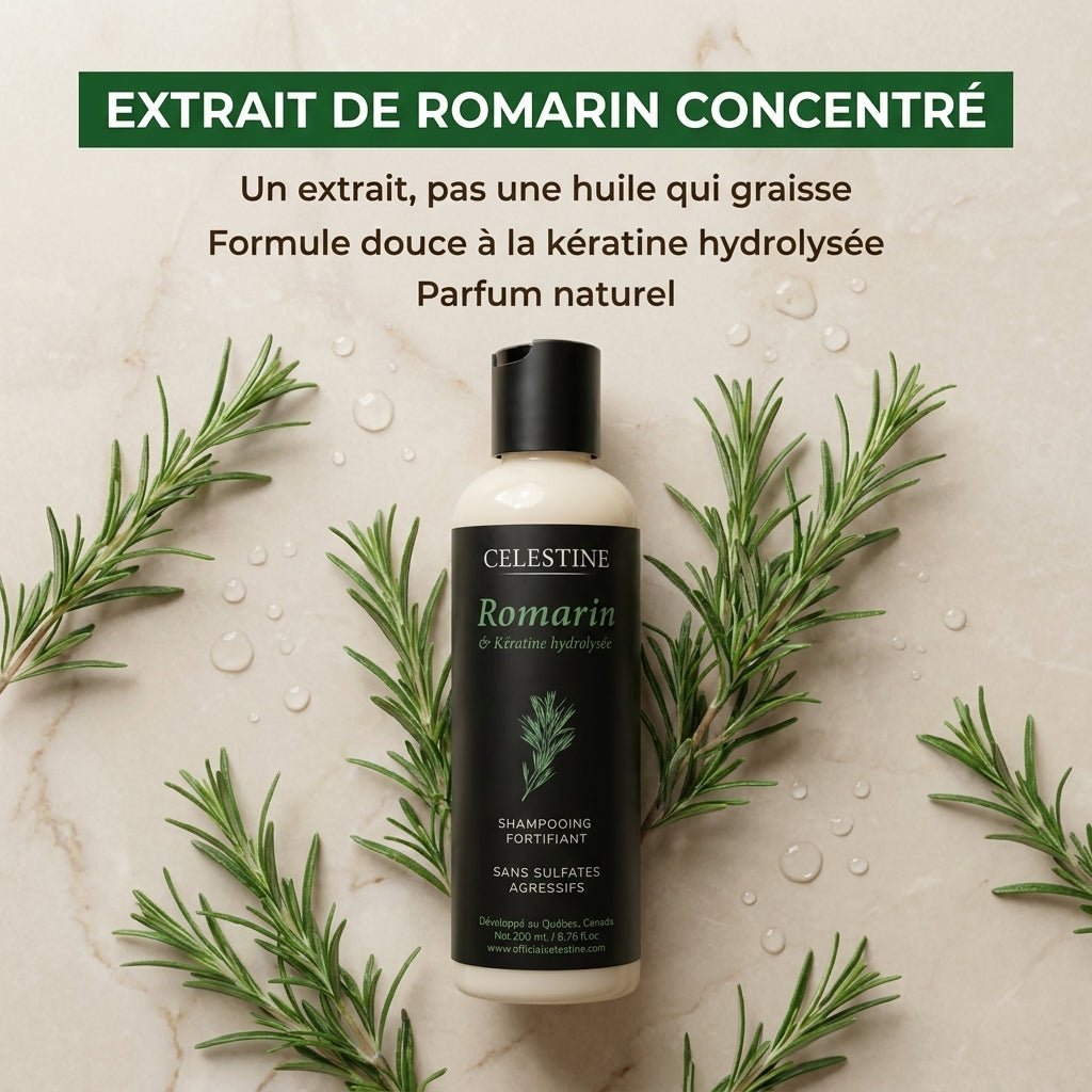 packshot — Shampoing Romarin & Kératine — Cheveux Fortifiés