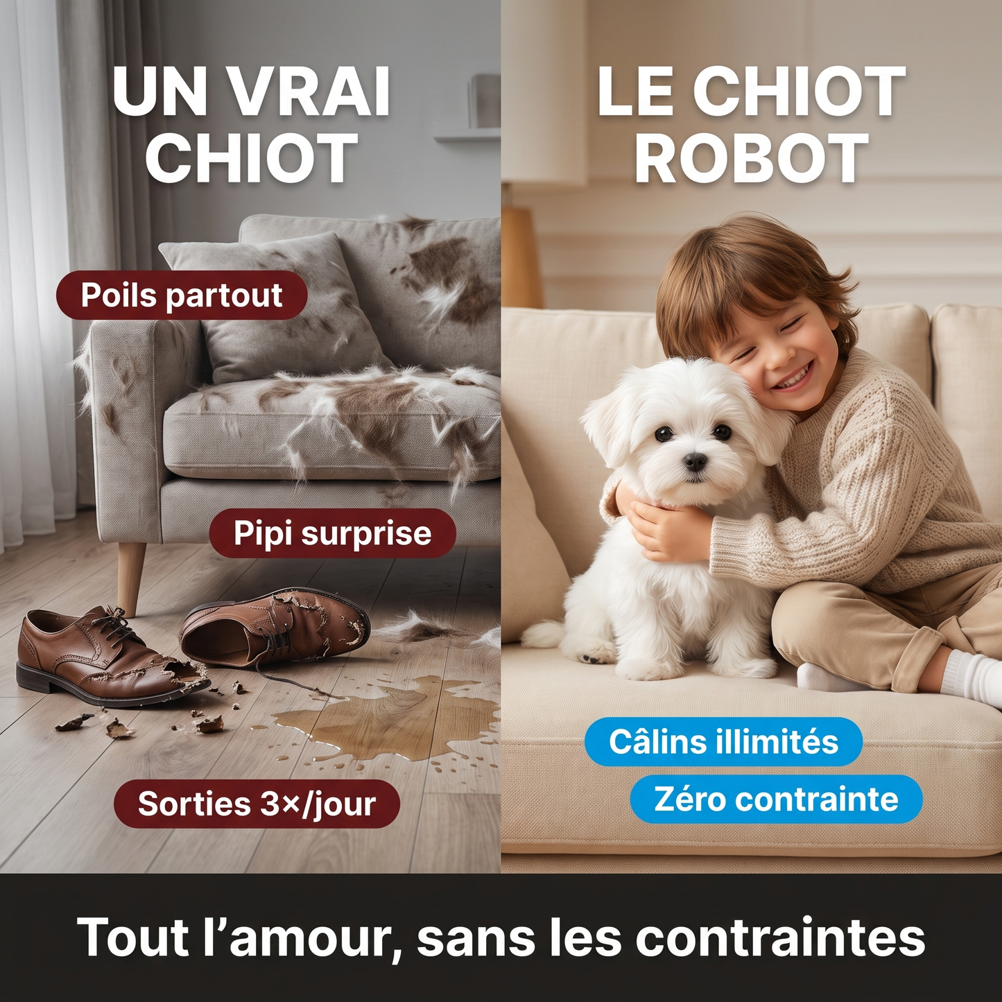 Chiot Robot Réaliste™ — Il marche, aboie et fait des câlins