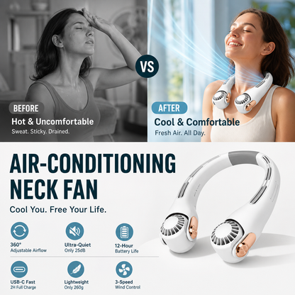 BreezeGo™ – Ventilateur de Cou Mains Libres 360°