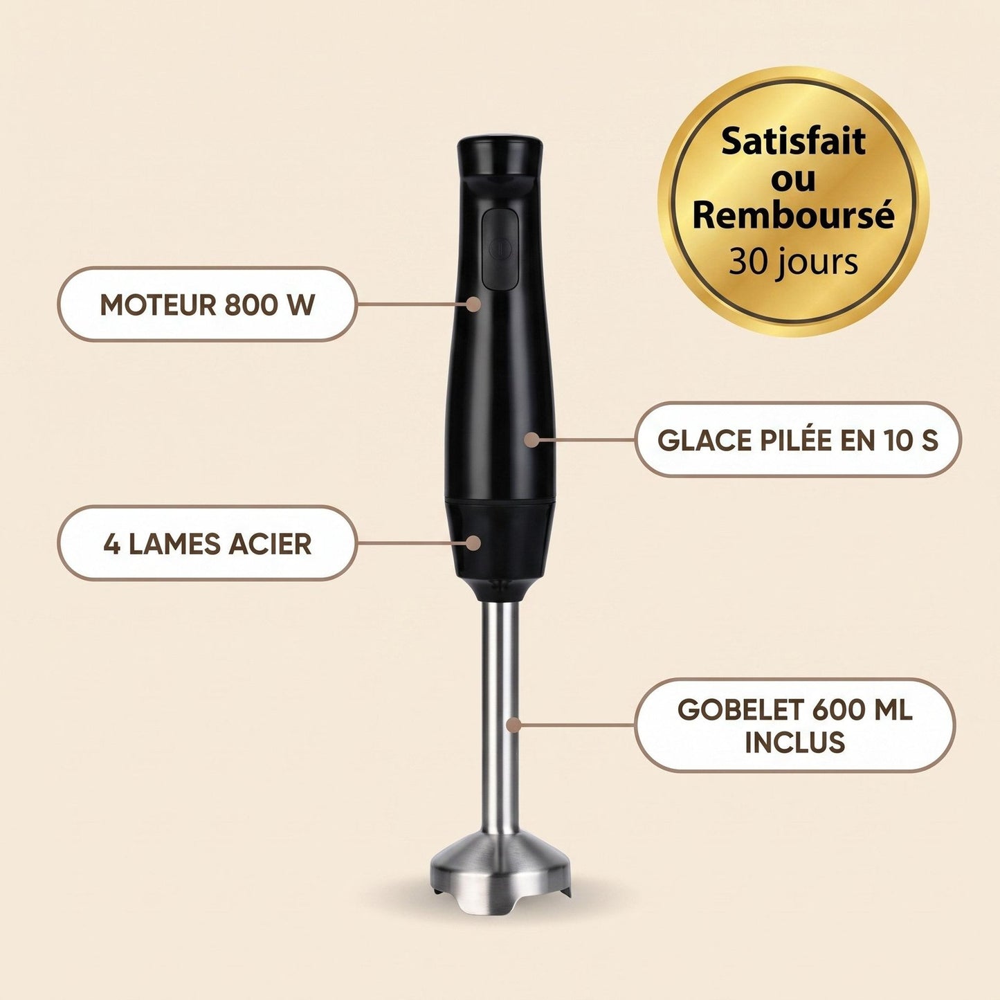 TurboChef — 800 W, 4 lames, gobelet inclus
