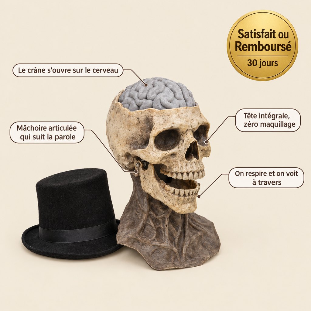 Masque Squelette Réaliste — Mâchoire Articulée