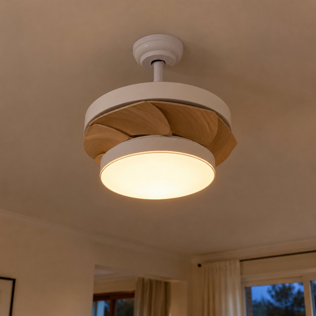 AeroLume™ – Ventilateur de Plafond à Pales Rétractables