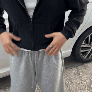 gif — WaffleZip™ – Sweat à Capuche Zippé Oversize