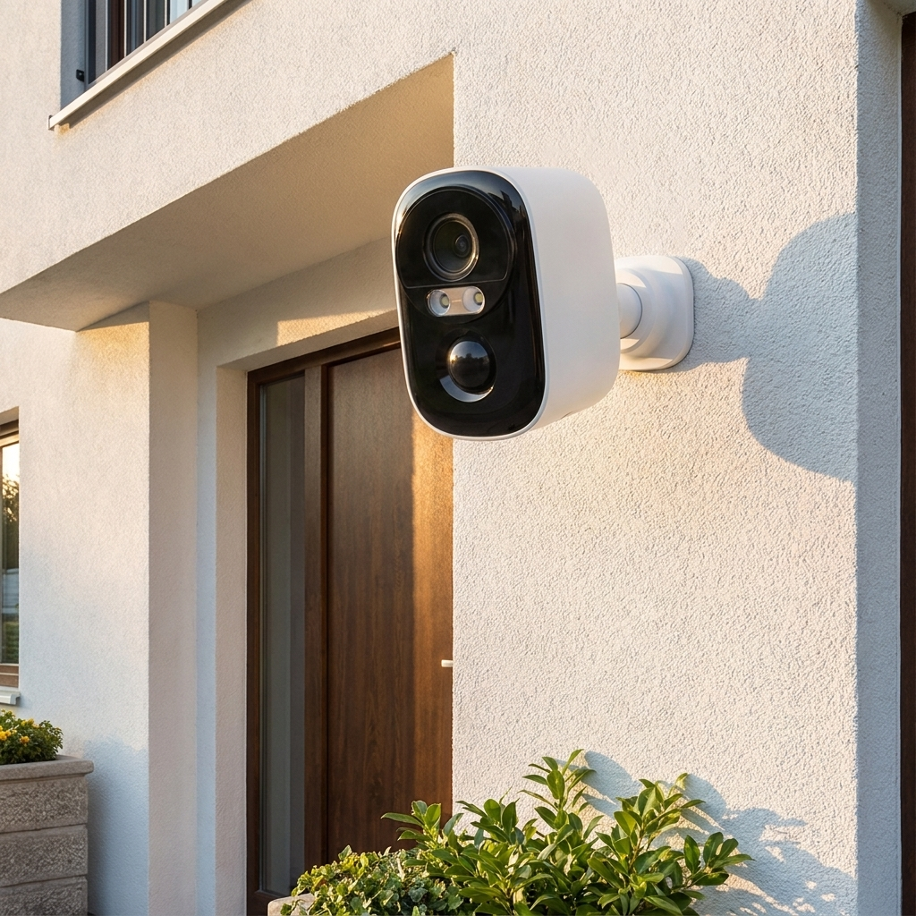 Caméra installée près de la porte d'entrée