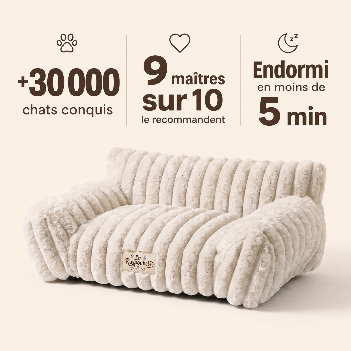 Panier Cocoon Moelleux pour Chat — Nid Anti-Stress Ultra-Doux